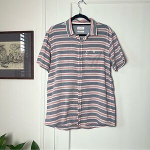 Zanerobe Blue & Red Striped Short Sleeve Button Down Shirt